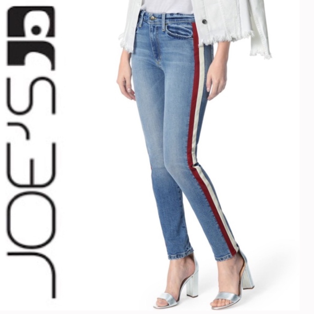 Joe's Jeans with Red and White Leather Stripe